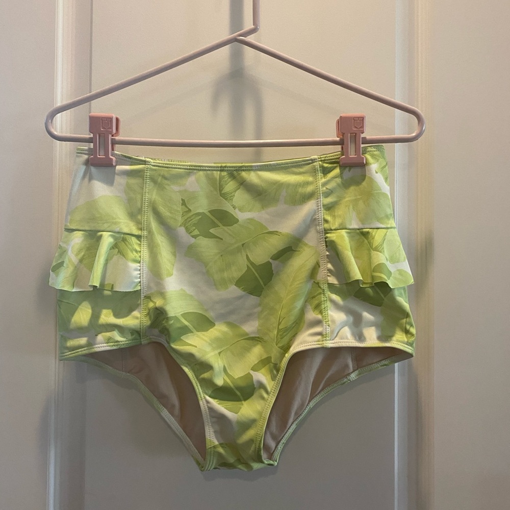 Kortni Jeane neon palm hip ruffle swim bottoms